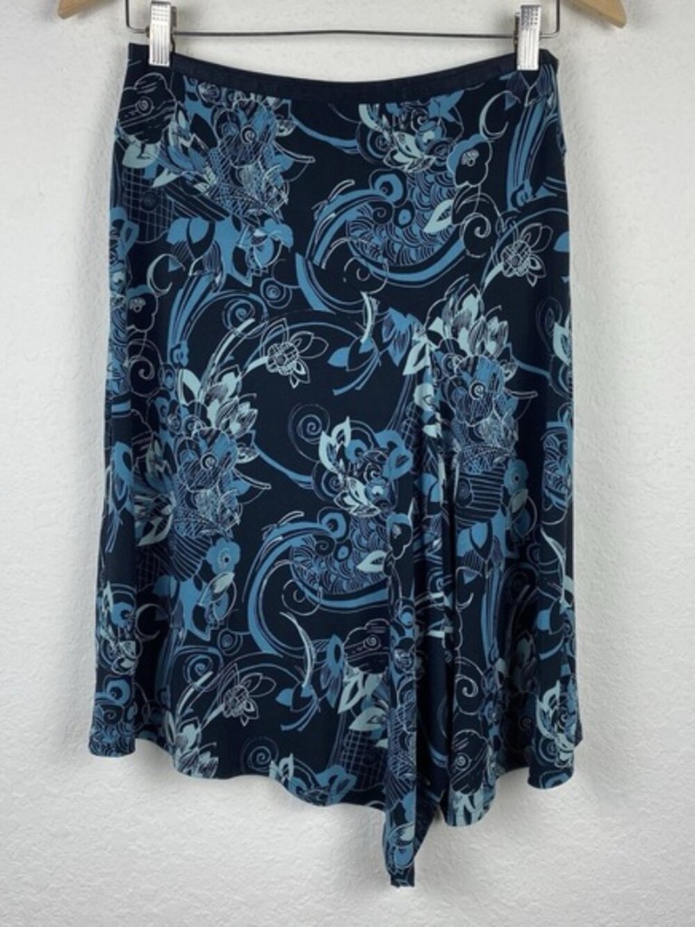 y2k merona XS asymmetric hem midi skirt whimsigoth fairy grunge Floral pull on